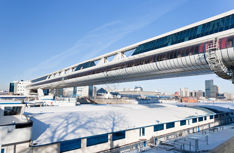 冬季在莫斯科摩克瓦河口的袋桥上图片