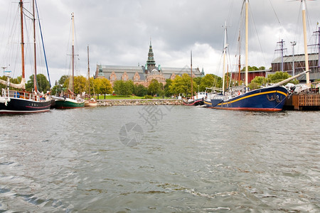 瑞典斯德哥尔摩从海面看北欧博物馆图片
