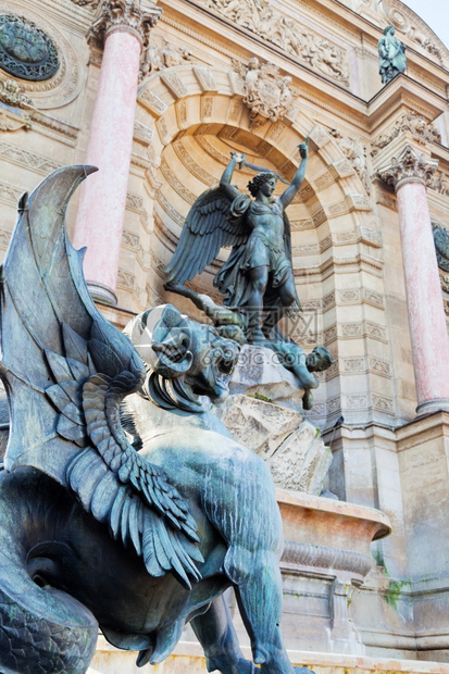 巴黎圣米歇尔不老泉雕像高清图片下载正版图片307010927摄图网