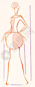 时装模型的草图在设计裙子时使用球体图片