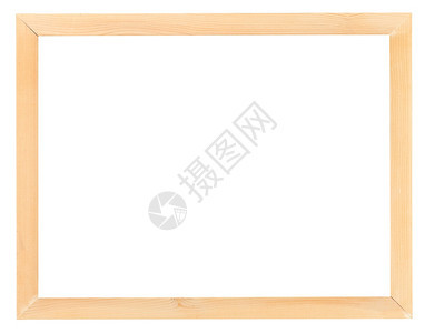 现代窄浅木图画框白色背景上隔离的剪切画布图片