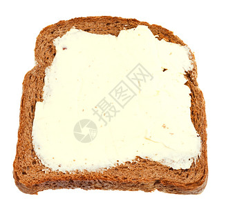 白底孤立的黑麦面包和奶油三明治顶部视图图片