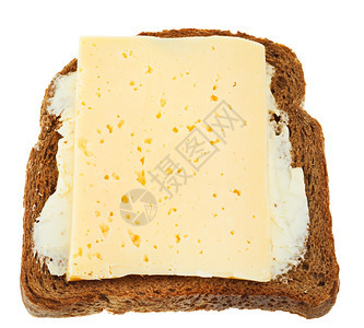 黑麦面包奶油和芝士的三明治白底孤立图片