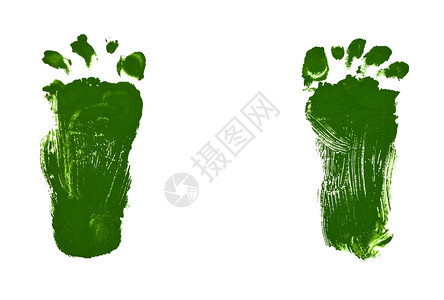 儿童绘画婴儿足迹的绿色印图片