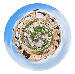 约旦希腊罗马城市GerasaJerash的墙壁球形全景图片