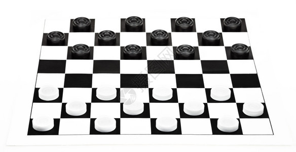 白背景中孤立的乙烯8x棋盘板的起始位置图片