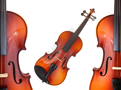 半个和全古典的现代小提琴在白色背景上被孤立图片