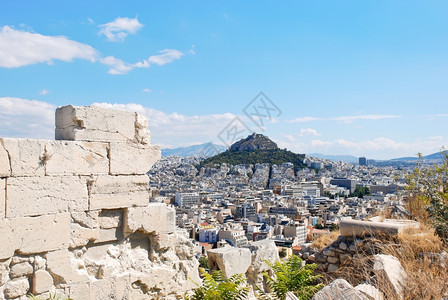 希腊雅典市利卡贝图斯山的景象图片