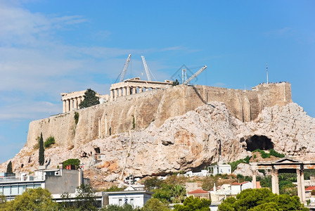 希腊雅典Acroopolis山上的寺庙重建希腊雅典图片