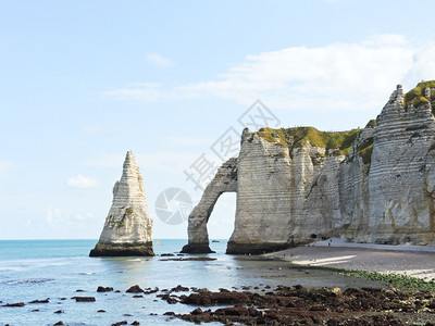 法国Eretratcotedalbatre英语频道海滩自然悬崖的风景图片