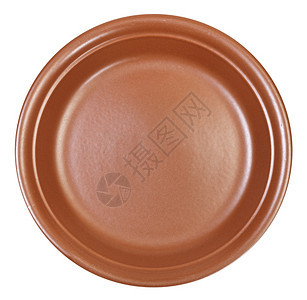 以白色背景隔离的陶瓷棕色餐盘图片