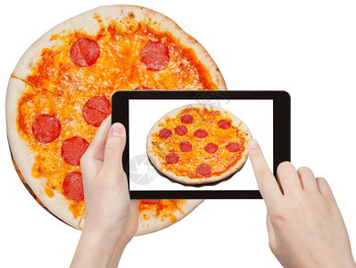 照片拍摄食物概念旅游者拍摄意大利披萨图片