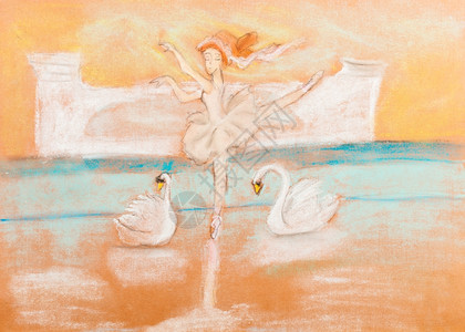 天鹅舞儿童绘画芭蕾舞舞天鹅湖背景