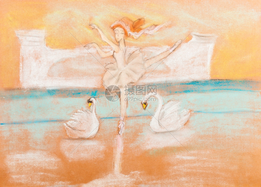 儿童绘画芭蕾舞舞天鹅湖图片