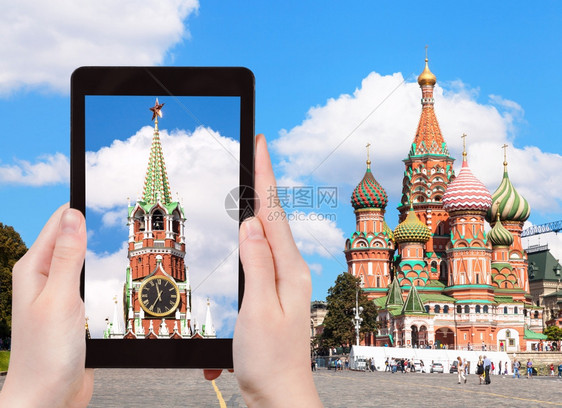旅行概念莫斯科克里姆林宫红广场上Vasilevsky血统照片图片