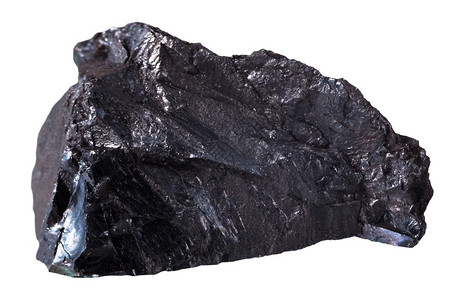 试样自然岩天白色背景所分离的黑炭煤矿物石碎片图片