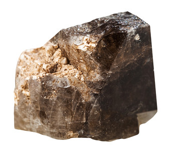 收集自然岩石的大型射程击白底绝缘的摩里昂褐色烟雾石矿物图片
