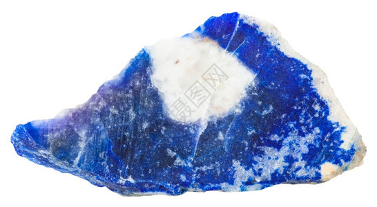 收集自然岩石白色背景上孤立的深蓝色岩浆矿石图片