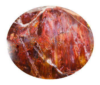 红太阳石天然矿物宝的capochon白底孤立的宝石图片