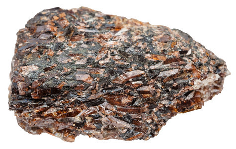 天然矿物石的大型白底分离的泰坦尼特苯钙钛标本图片