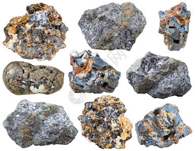 加莱纳主要目视加莱尼特各种天然矿物石集白底隔离图片