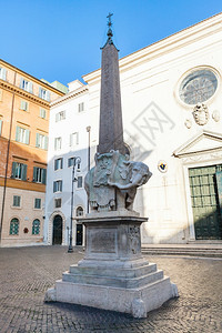 意大利之旅贝尔尼尼的大象和方尖碑和密涅瓦上的圣玛丽大教堂圣玛丽亚索普拉密涅瓦教堂在罗马城的广场上图片