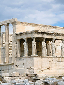 前往希腊雅典市AcropolisErehthheum寺庙迦勒雅季德的波尔奇图片