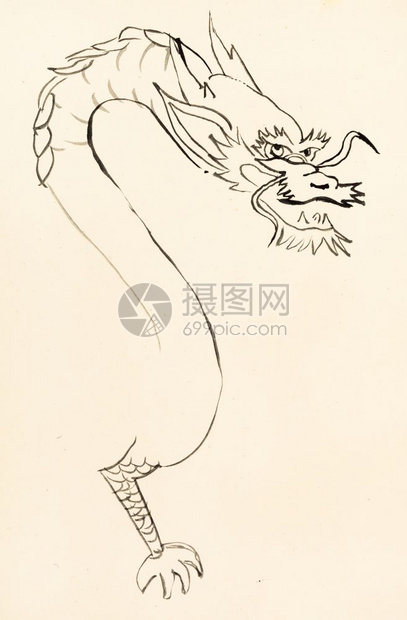 用水彩画作用象牙纸绘制龙画像高清图片下载 正版图片 摄图网