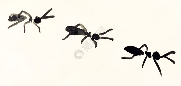 用水彩色涂料奶油彩纸涂上一行蚂蚁手工涂上奶油彩纸的蚂蚁图片