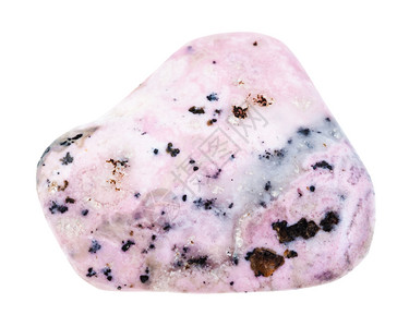 天然矿物石的大型白底孤立的秘鲁粉红色罗多克石宝块图片