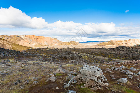 去冰岛旅游9月在冰岛高地地区的Fjallabak自然保护区的Laugar地区观看Laugahraun火山熔岩场图片