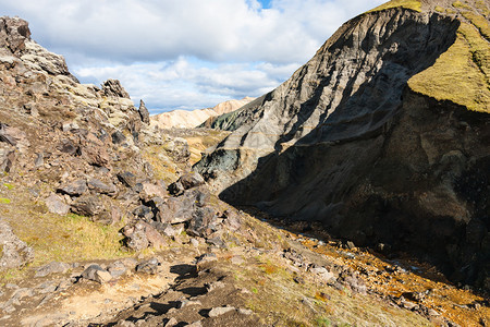 去冰岛旅游九月冰岛高原地区Fjallabak自然保护区Landmannalaugar地区的Graenagil峡谷之路图片