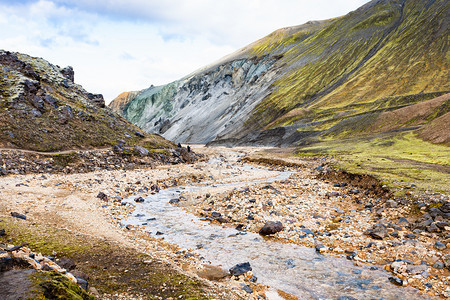 冰岛之旅9月冰岛高原地区Fjallabak自然保护区Landmannalaugar地区Graenagil峡谷小溪图片