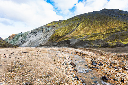 去冰岛旅游9月冰岛高地地区Fjallabak自然保护区Landmannalaugar地区Graenagil峡谷底部图片