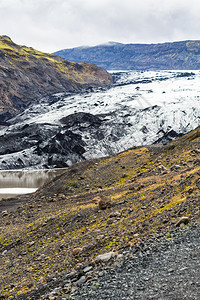 前往冰岛火山坡和在冰岛大西洋南岸KatlaGeopark的Solhemajajokol冰川Mirdalsjokull冰盖南川舌头图片