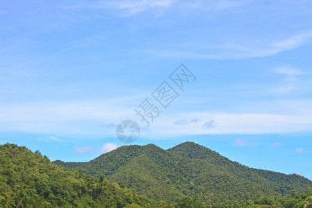 美丽的绿山和蓝天空背景图片