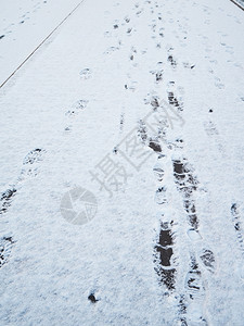 雪中的脚足迹图片