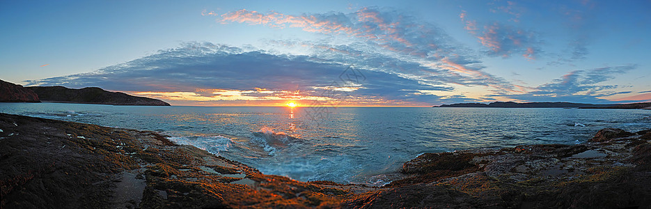 巴伦支海日落全景图片