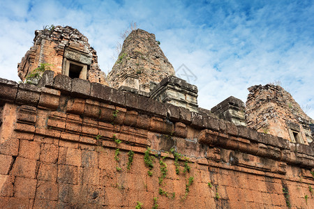 前鲁普寺庙废墟和吴哥瓦综合建筑墙壁图片