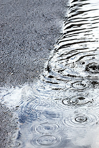 城里人行道上的雨水坑图片