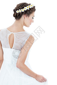 穿着白色背景的婚纱新娘背景图片