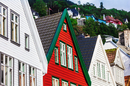 挪威卑尔根市的历史房屋图片