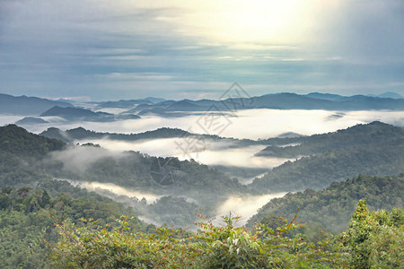 山上的风景阳光照耀的美丽早晨图片