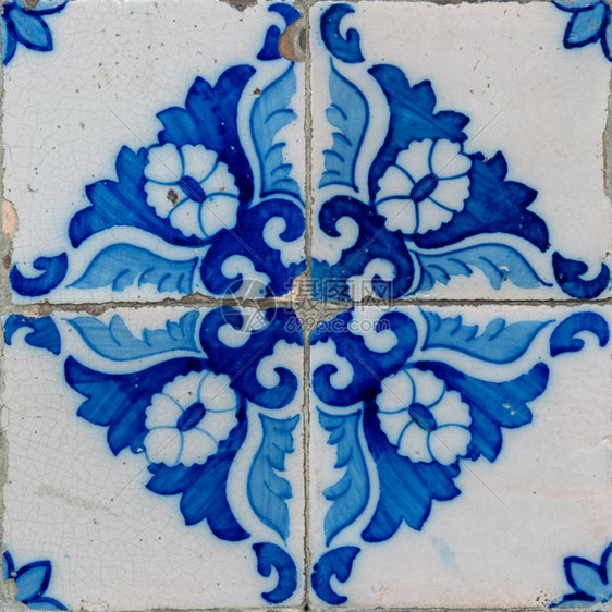 古老的阿祖列霍斯传统的葡萄牙瓷砖图片
