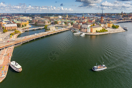在阳光明媚的一天从空中看GamlaStan岛斯德哥尔摩瑞典GamlaStan岛图片