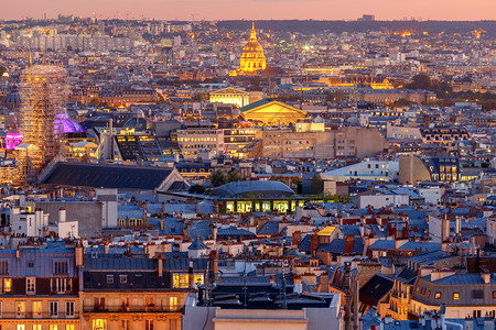 日落时市的空中景象巴黎法国背景图片