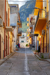 CastellammaredelGolfo的传统中世纪街道意大利西里卡斯特洛马尔Golfo图片