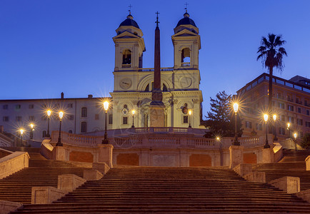 西班牙广场天亮时台阶TrinitadeiMonti罗马意大利西班牙广场和TrinitaMonti图片