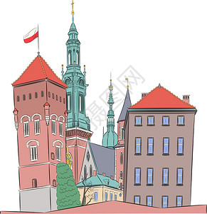 克拉科夫波兰皇家城堡插画