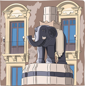 卡塔尼亚西里意大利黑象喷泉图片